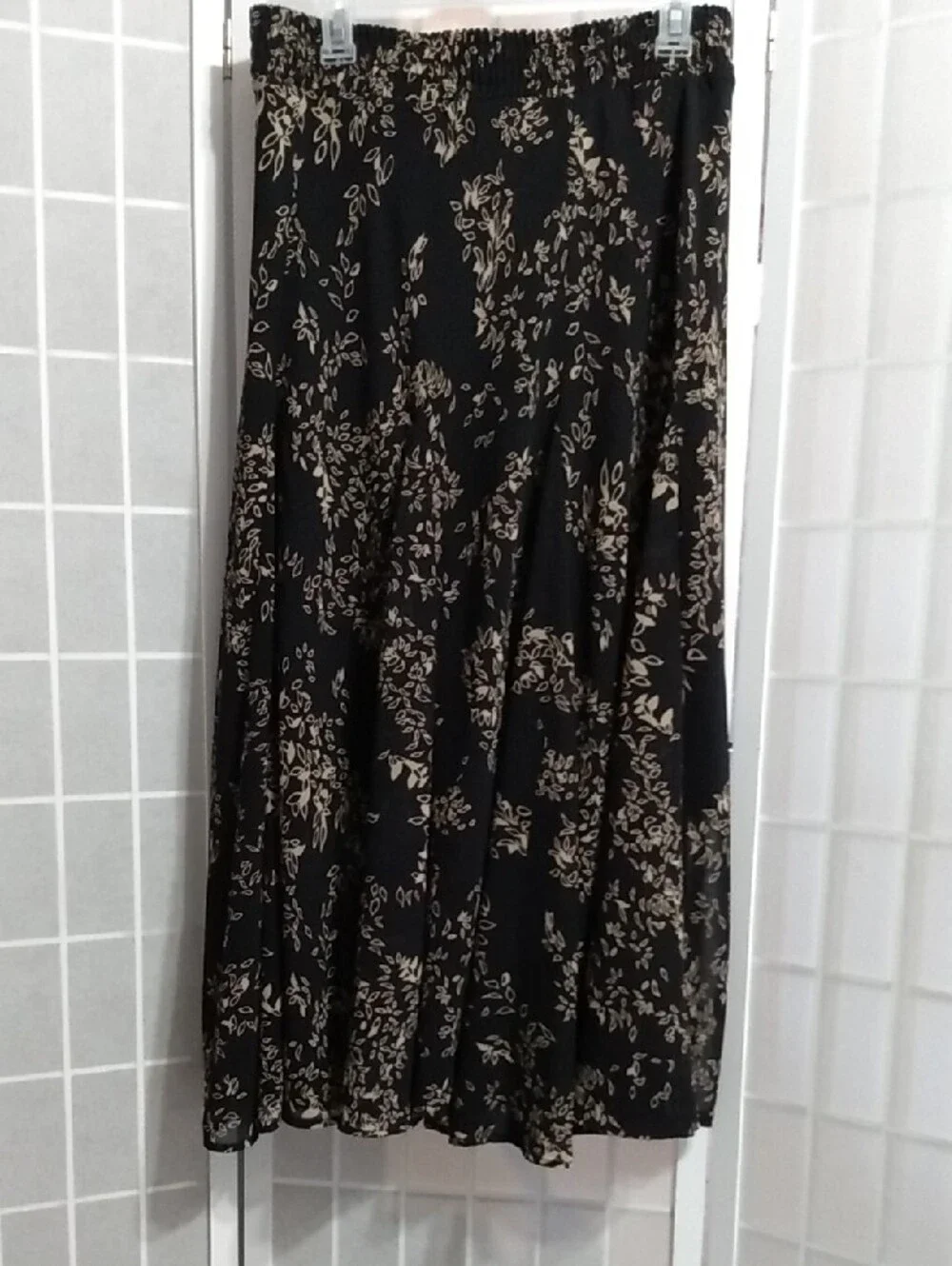 Lapis Black Maxi Skirt with Gold Floral Print